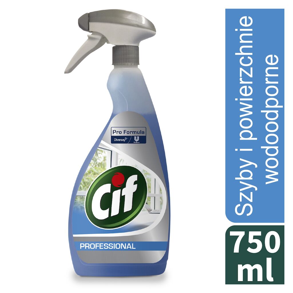 Cif Pro Formula Glass & Multi Surface Cleaner 6x0.75L - Preparat przeznaczony do mycia powierzchni szklanych i wielu powierzchni zmywalnych